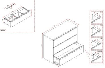 Monobloc credenza Pro G. 3 drawers W 120 cm anthracite RAL 7016