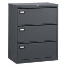 Archivador gran capacidad Pro G antracita - 3 cajones - para carpetas colgantes A4 y Folio - An 80 cm