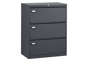 Archivador gran capacidad Pro G antracita - 3 cajones - para carpetas colgantes A4 y Folio - An 80 cm