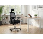Chaise de bureau ERGO MOOV' Premium - tissu et maille - pied alu - soutien lombaire - appui tête - accoudoirs - mécanisme synchrone - assise réglable en profondeur