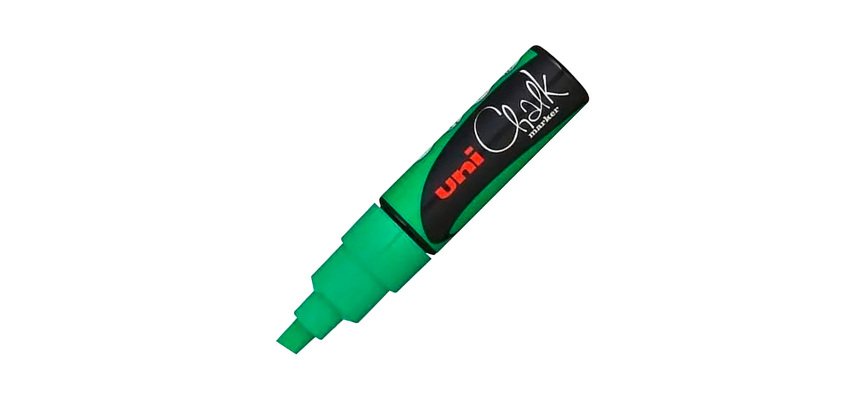 Marcador Tiza para pizarra punta media Uniball ChalkGlass Pwe-8k Verde
