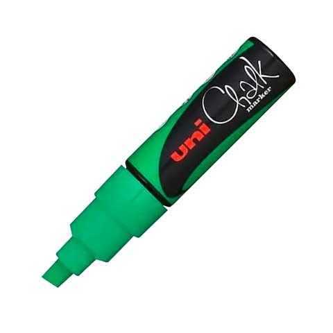 Marcador Tiza para pizarra punta media Uniball ChalkGlass Pwe-8k Verde