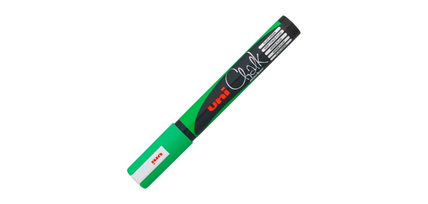 Marcador Tiza para pizarra punta media Uniball ChalkGlass PWE-5M verde