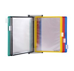 Expositor de pared metálico Tarifold A5 con 10 fundas
