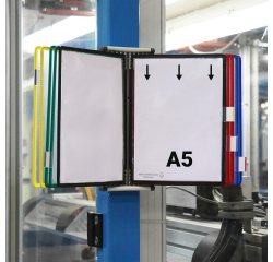 Expositor de pared metálico Tarifold A5 con 10 fundas