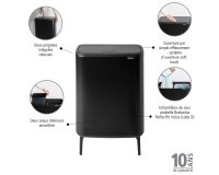 Poubelle Bo Touch Bin HI Brabantia 2 x 30 L - Noir