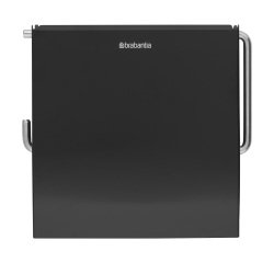 Distributeur papier toilette rouleau métal Brabantia avec couvercle, noir mat