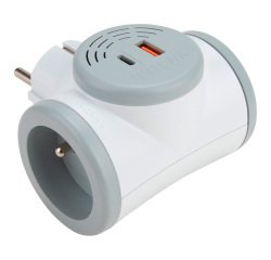 Rotary double socket with USB A+C