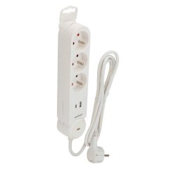 Multiprise 3 prises+ USB A et C blanche Iota