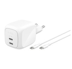 Chargeur PC compact double port USB-C 67 W - câble USB-C vers USB-C 2 mètres inclus Belkin