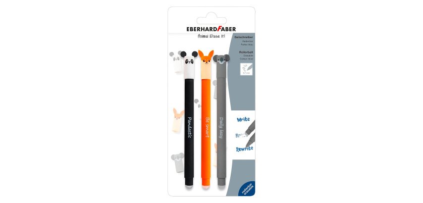 Gel-Tintenstift Animal Erase it! Blisterpackung mit 3 Stück