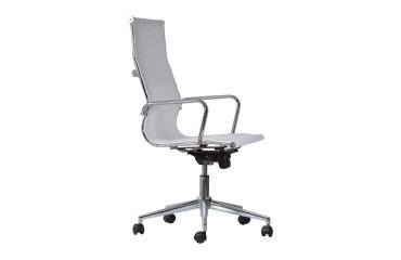 En_sedia star schien alto bianco base cromata