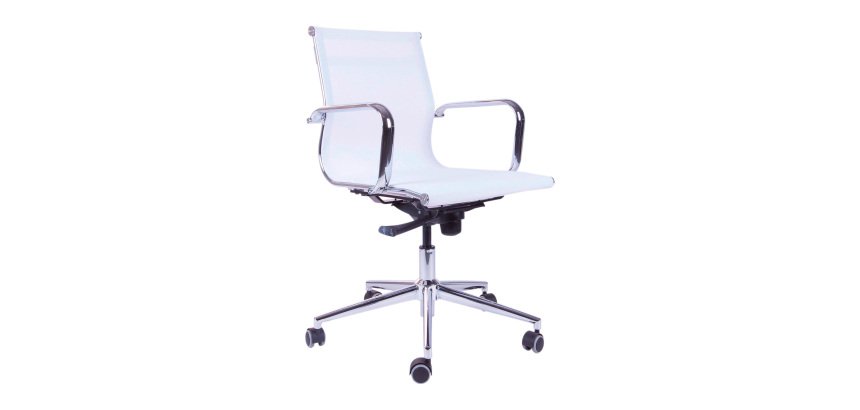 Sedia Star WH in rete schienale basso bianco struttura cromata