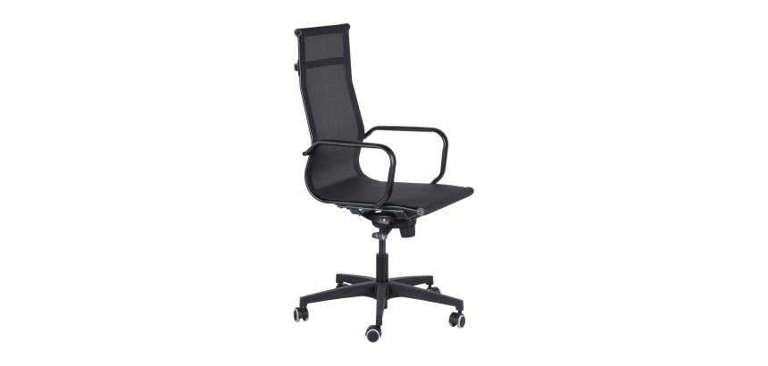 Sedia Star WH in rete schienale alto nero struttura verniciata nera