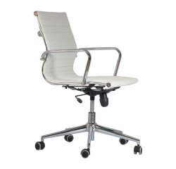 En_sedia star bianco schienale basso eff pelle