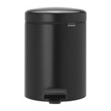 Poubelle 5 litres ronde à pédale Brabantia NewIcon noire mate
