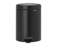 Poubelle 5 litres ronde à pédale Brabantia NewIcon noire mate