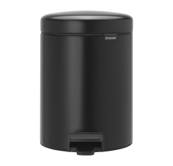 Poubelle 5 litres ronde à pédale Brabantia NewIcon noire mate