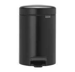 Poubelle métal 3 litres ronde à pédale Brabantia NewIcon noire mate