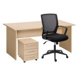 Pack mobiliario completo - Mesa Altys 160 cm + Cajonera Altys 3 cajones + Silla Reece