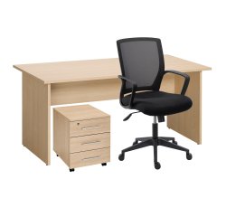 Pack mobiliario completo - Mesa Altys 160 cm + Cajonera Altys 3 cajones + Silla Reece