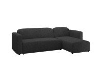 Canapé modulable Neom 3 places méridienne droite/gauche tissu structuré noir 263 cm