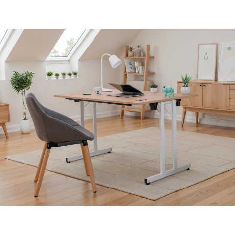 Mesa plegable multiusos 120 x 80 cm roble patas blancas
