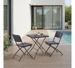 Ensemble de jardin OWEN - 1 table et 2 chaises pliantes - polyéthylène et métal