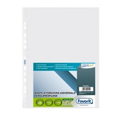 Buste a perforazione universale formato 23 x 33 cm finitura liscia alto spessore Favorit 25 pezzi