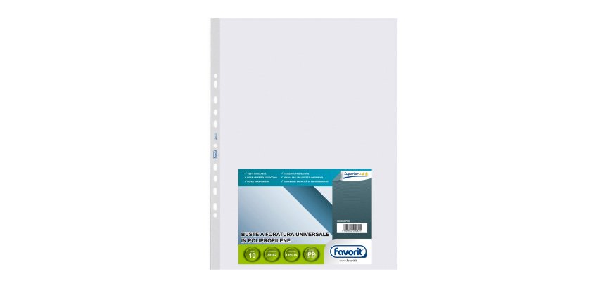 Buste a perforazione universale formato A3 libro 30 x 42 cm finitura liscia alto spessore Favorit 10 pezzi