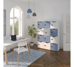 Casier de bureau lockers 12 cases corps blanc porte mix blanc bleu H 170.9cm