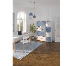 Casier de bureau lockers 12 cases corps blanc porte mix blanc bleu H 170.9cm