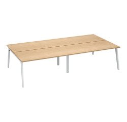 Pôle de 4 bureaux Exprim Arche L 320 cm avec goulotte intégrée plateau chêne clair