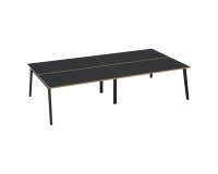 Pôle de 4 bureaux Exprim Arche L 320 cm avec goulotte intégrée plateau carbone pied anthracite