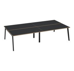 Pôle de 4 bureaux Exprim Arche L 320 cm avec goulotte intégrée plateau carbone pied anthracite