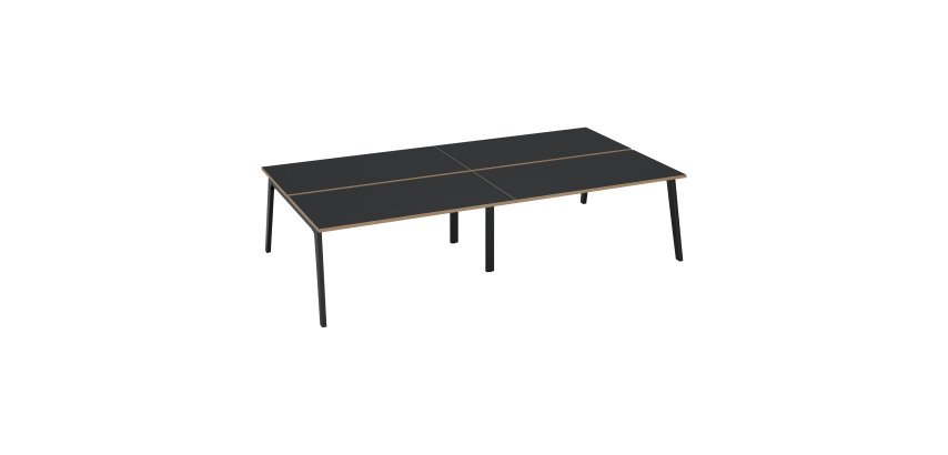 Pôle de 4 bureaux Exprim Arche L 320 cm avec goulotte intégrée plateau carbone pied anthracite
