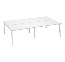 Pôle de 4 bureaux Exprim Arche L 280  cm avec goulotte intégrée plateau blanc