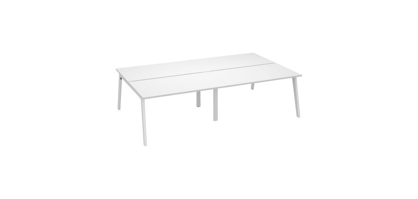 Pôle de 4 bureaux Exprim Arche L 280  cm avec goulotte intégrée plateau blanc