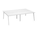 Pôle de 4 bureaux Exprim Arche L 240 cm avec goulotte intégrée plateau blanc