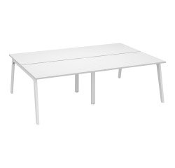 Pôle de 4 bureaux Exprim Arche L 240 cm avec goulotte intégrée plateau blanc