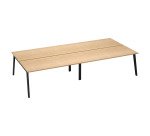 Pôle de 4 bureaux Exprim Arche L 360 cm avec goulotte intégrée plateau chêne clair