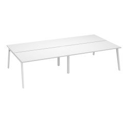 Pôle de 4 bureaux Exprim Arche L 320 cm avec goulotte intégrée plateau blanc