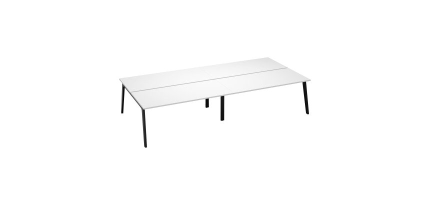 Pôle de 4 bureaux Exprim Arche L 360 cm avec goulotte intégrée plateau blanc