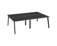 Pôle de 4 bureaux Exprim Arche L 240 cm avec goulotte intégrée plateau carbone pied anthracite