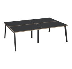 Pôle de 4 bureaux Exprim Arche L 240 cm avec goulotte intégrée plateau carbone pied anthracite
