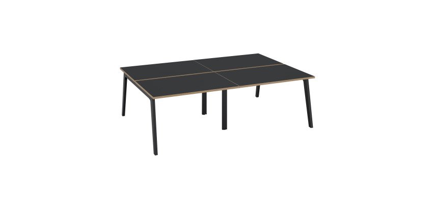 Pôle de 4 bureaux Exprim Arche L 240 cm avec goulotte intégrée plateau carbone pied anthracite