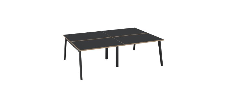 Pôle de 4 bureaux Exprim Arche L 240 cm avec goulotte intégrée plateau carbone pied anthracite