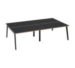 Pôle de 4 bureaux Exprim Arche L 280 cm avec goulotte intégrée plateau carbone pied anthracite