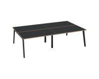 Pôle de 4 bureaux Exprim Arche L 280 cm avec goulotte intégrée plateau carbone pied anthracite