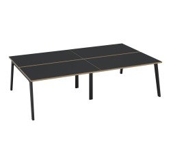 Pôle de 4 bureaux Exprim Arche L 280 cm avec goulotte intégrée plateau carbone pied anthracite